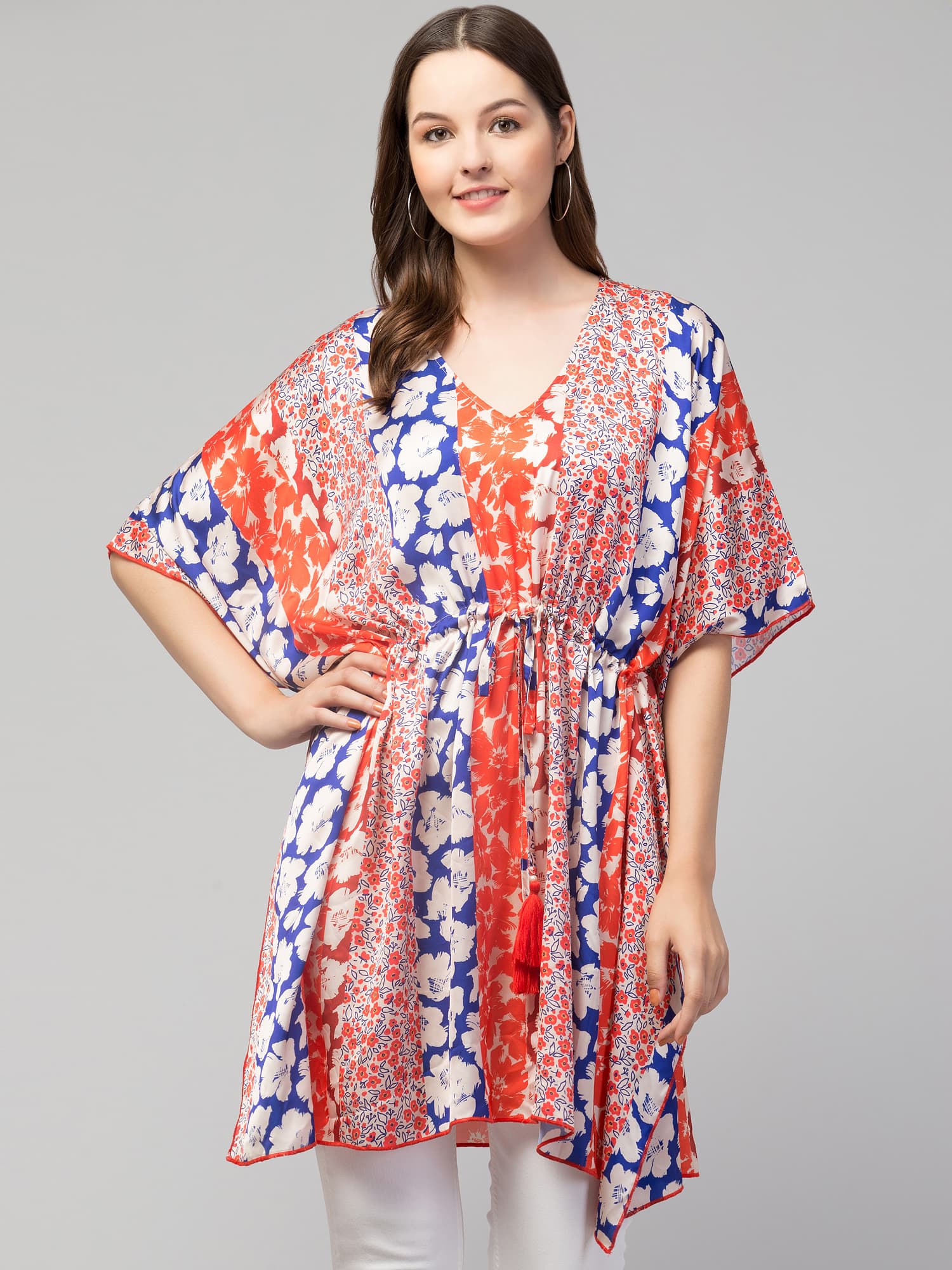 Floral Print V-Neck Tunic Top